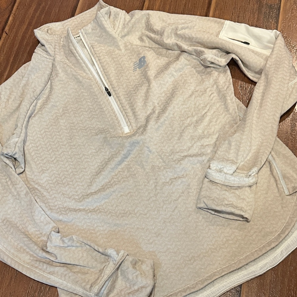 New Balance Light Tan Quarter-Zip Top